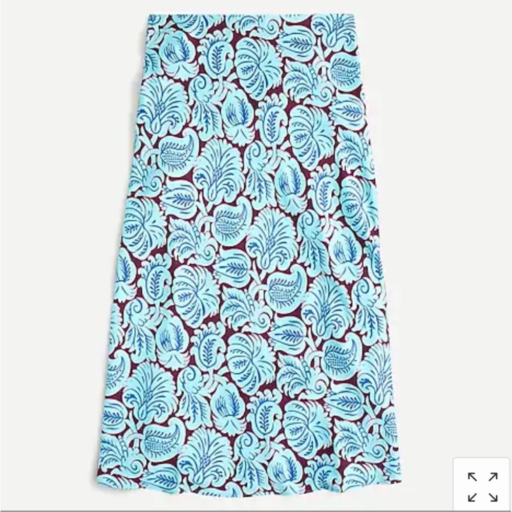 J. Crew Vibrant Blue pull on Floral Midi Slip Skirt XS - Picture 3 of 10
